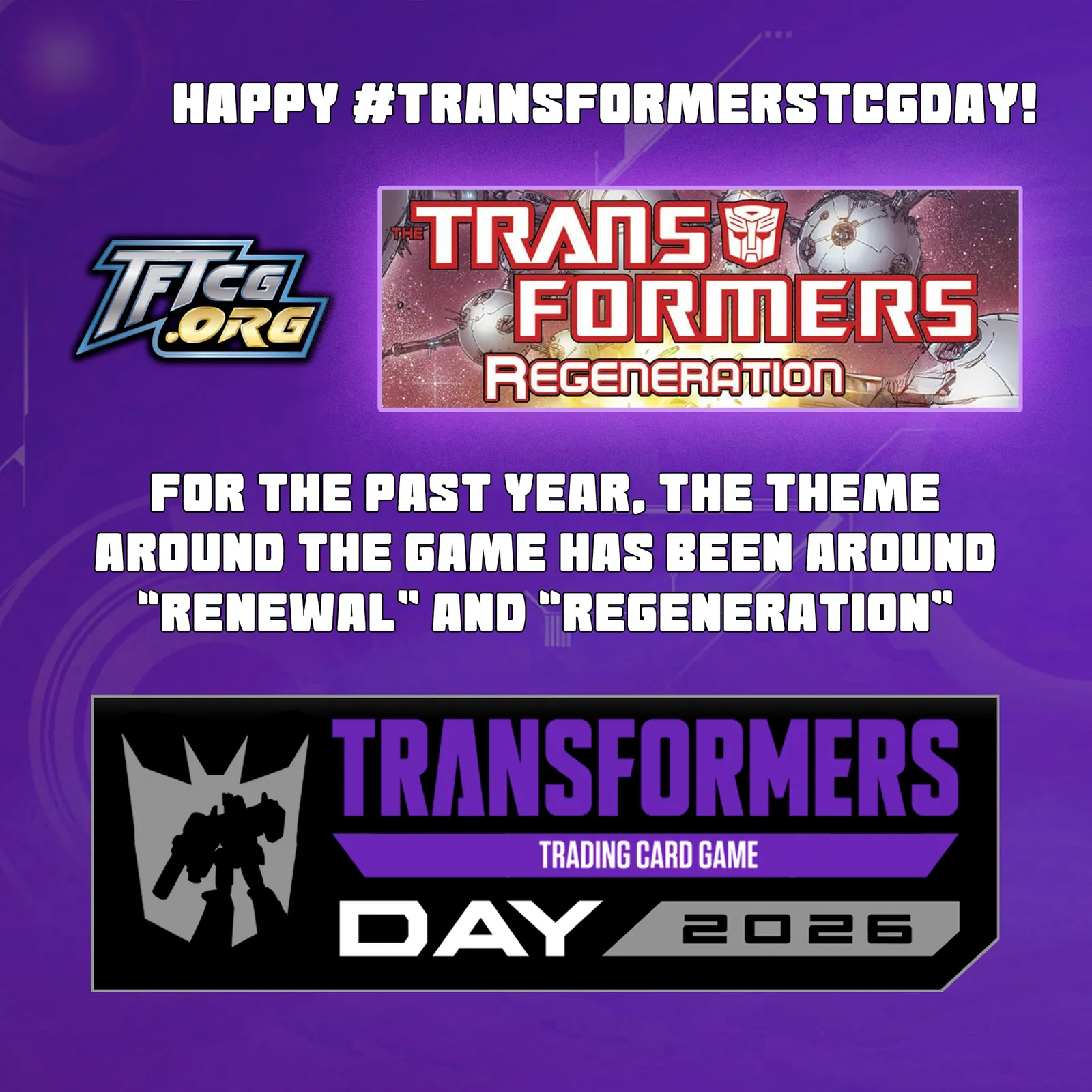 Happy #transformerstcgday! For the past year, the theme around the game has been around "renewal" and "regeneration".