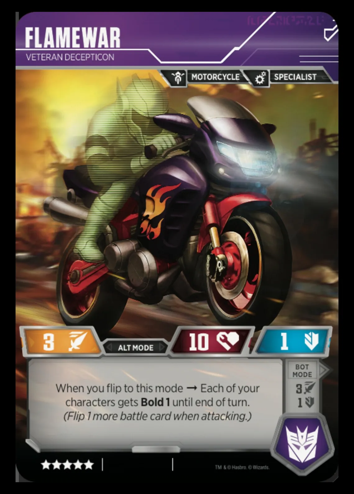 Flamewar // Veteran Decepticon alt mode