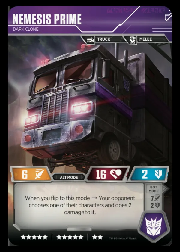 Nemesis Prime // Dark Clone alt mode