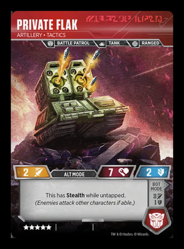 Private Flak // Artillery • Tactics alt mode