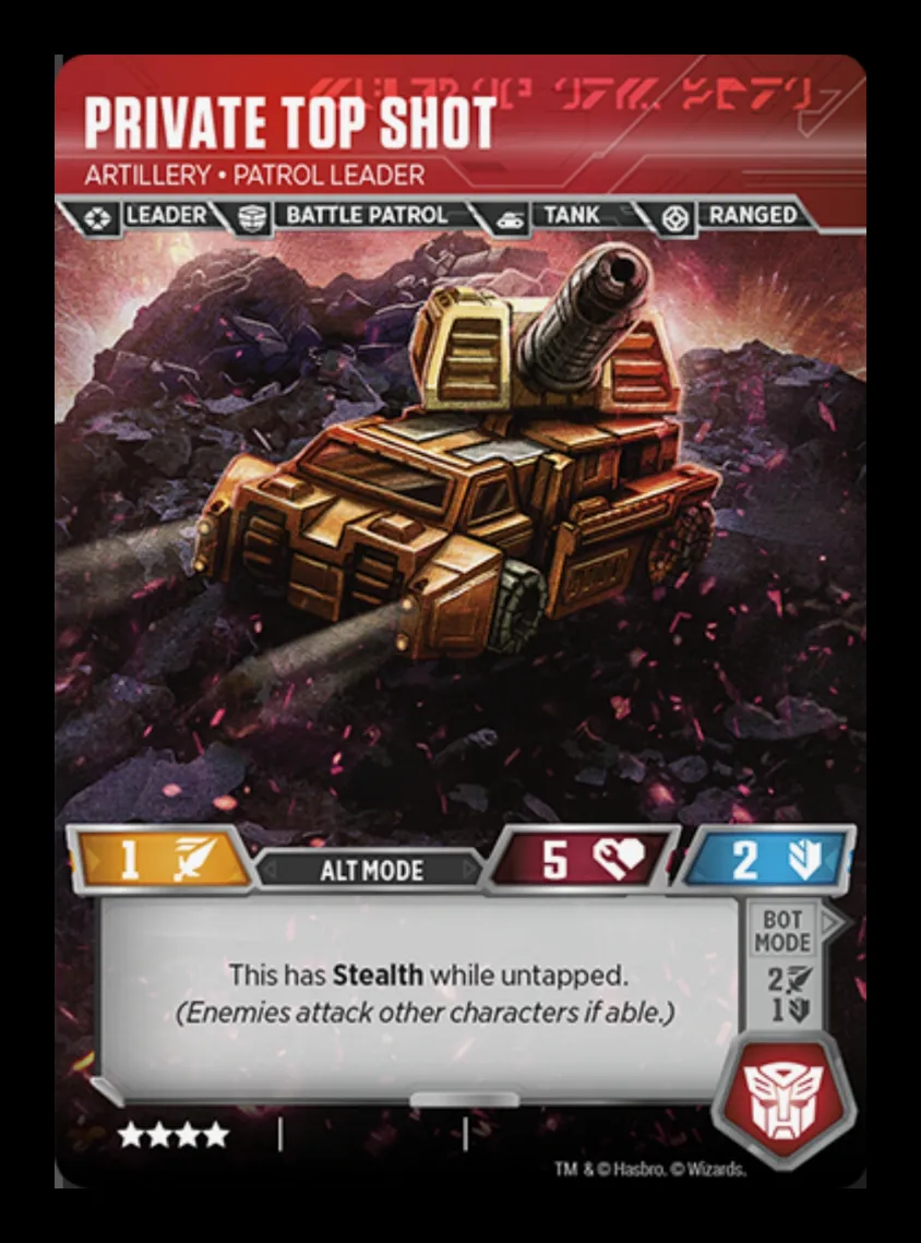 Private Top Shot // Artillery • Patrol Leader alt mode