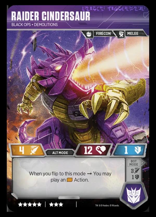 Raider Cindersaur // Black Ops • Demolitions alt mode