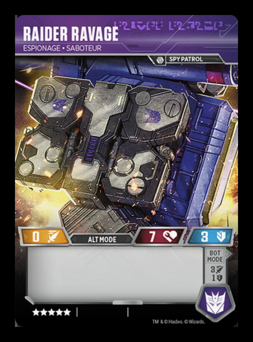 Raider Ravage // Espionage • Saboteur alt mode