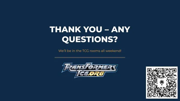 "Thank you – any questions?" section