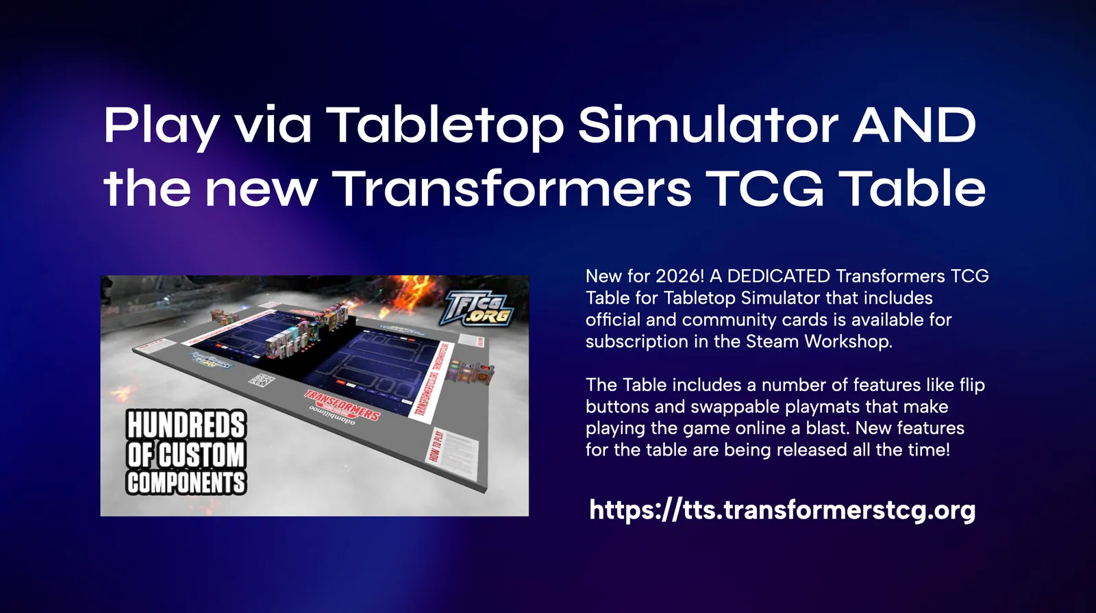 Tabletop Simulator Table for the Transformers TCG - TFcon LA 2026 Transformers TCG Panel