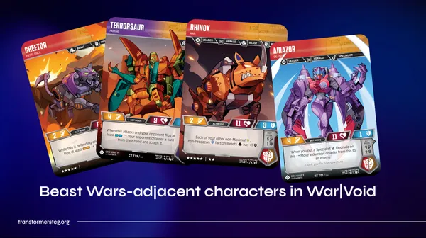 Beast Wars-adjacent characters in War|Void - TFcon LA 2026 Transformers TCG Panel