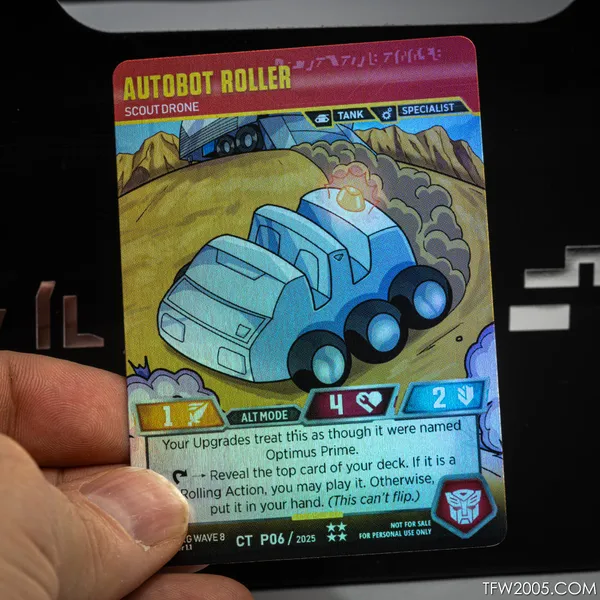 Limited chibi Autobot Roller // Scout Drone promo card from transformerstcg.org