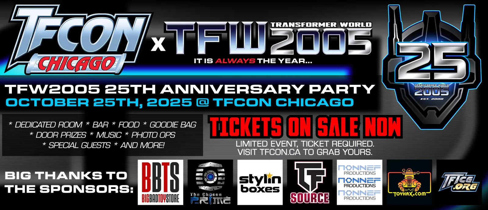 TFW2005 25th Anniversary Party announcement banner