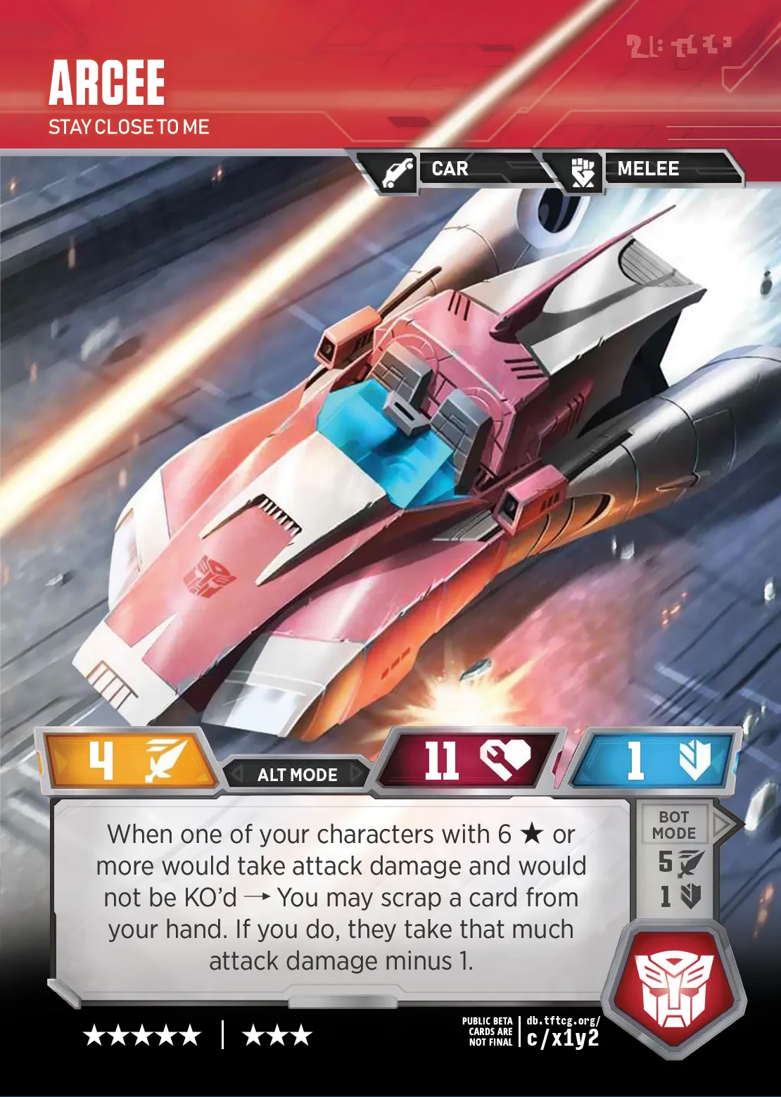 Arcee // Stay Close to Me alt mode
