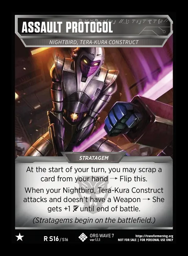 Assault Protocol // Nightbird, Tera-Kura Construct card face