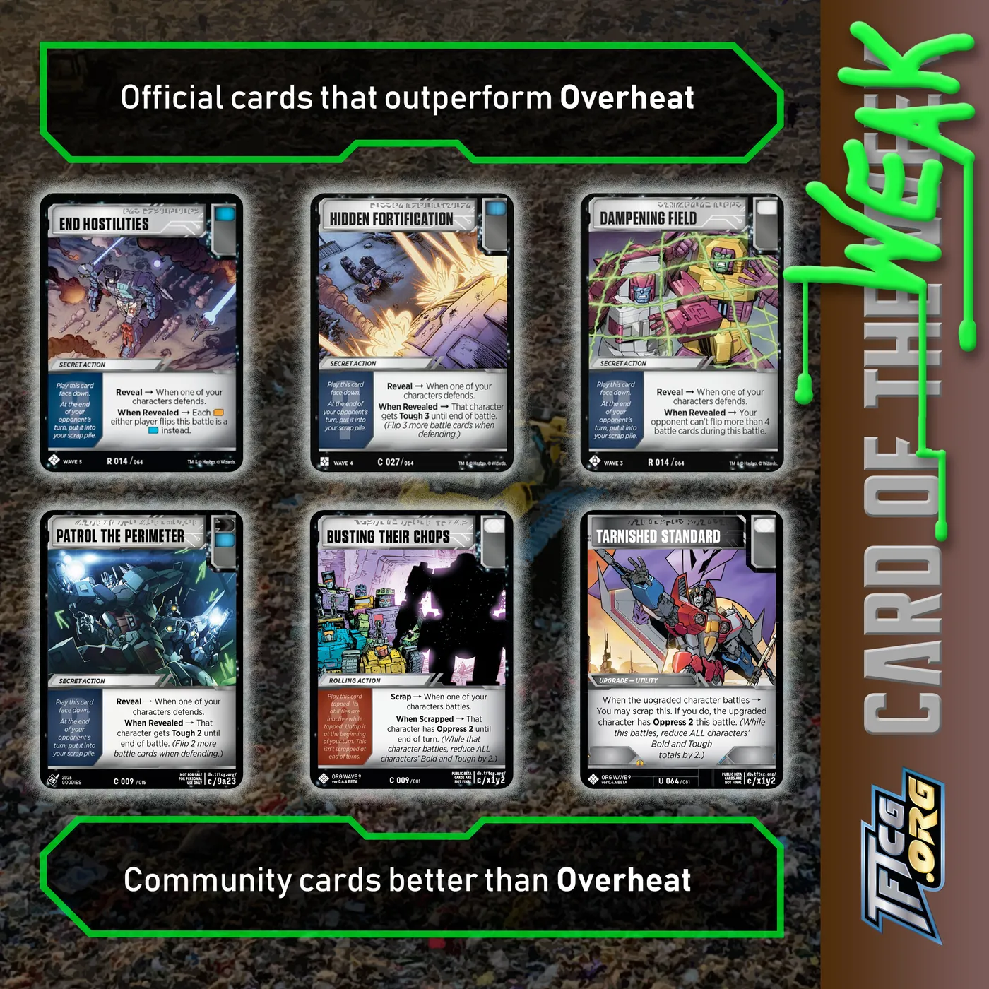Official cards that outperform Overheat, along with community cards that are better than Overheat