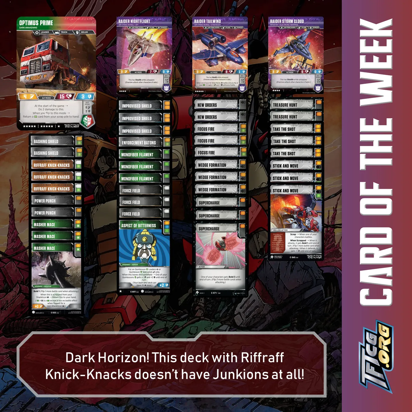 Dark Horizon deck list featuring Riffraff Knick-Knacks