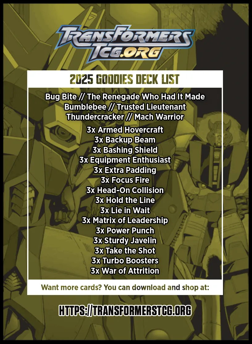 2025 Goodies Starter Deck featuring Bumblebee deck list