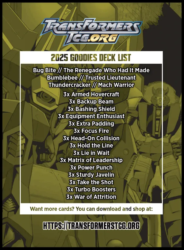 2025 Goodies Starter Deck featuring Bumblebee deck list
