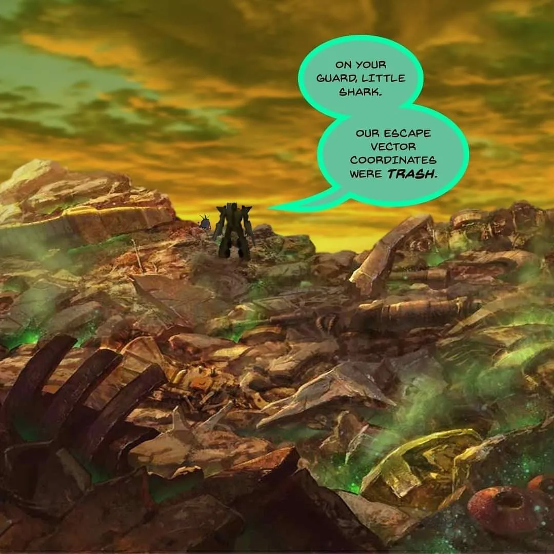 Mysterious figures on a blasted landscape