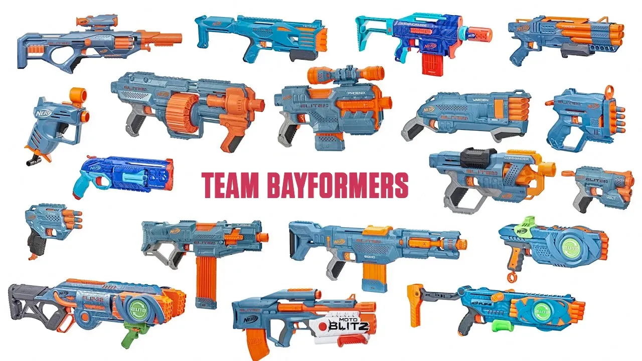 Nerf guns and the Team Bayformers logo