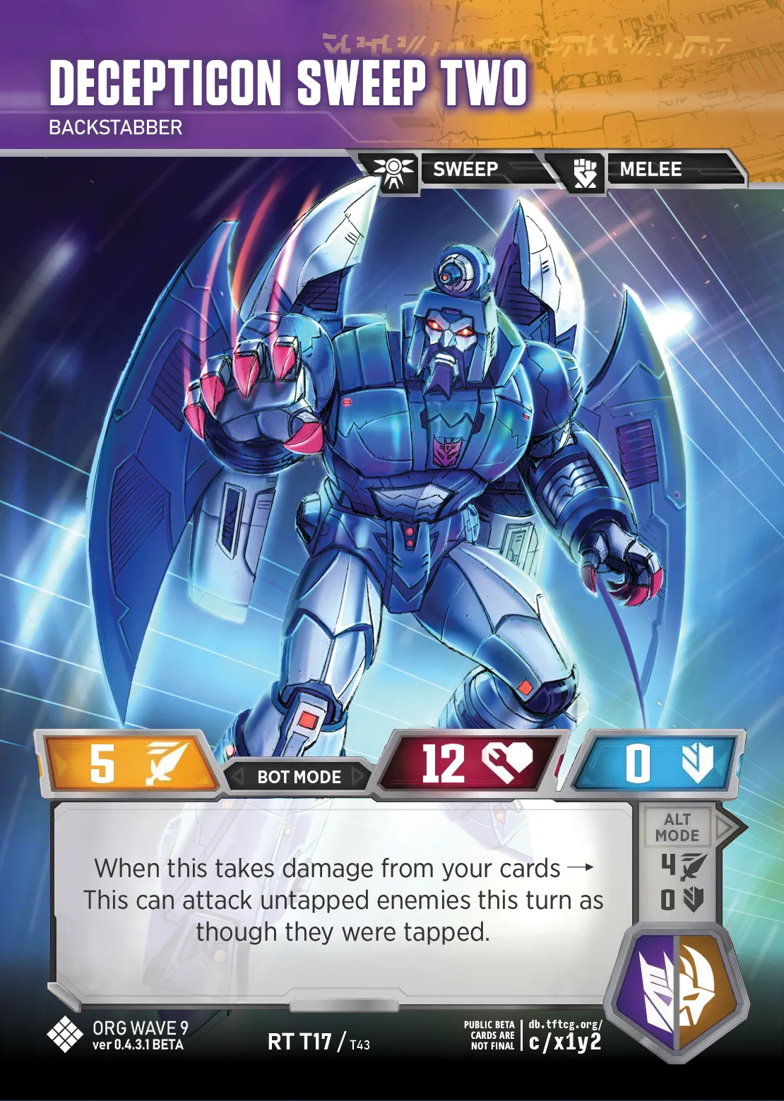 Decepticon Sweep Two // Backstabber bot mode