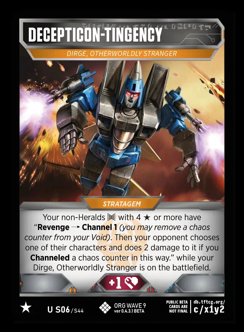 Decepticon-tingency // Dirge, Otherworldly Stranger card face