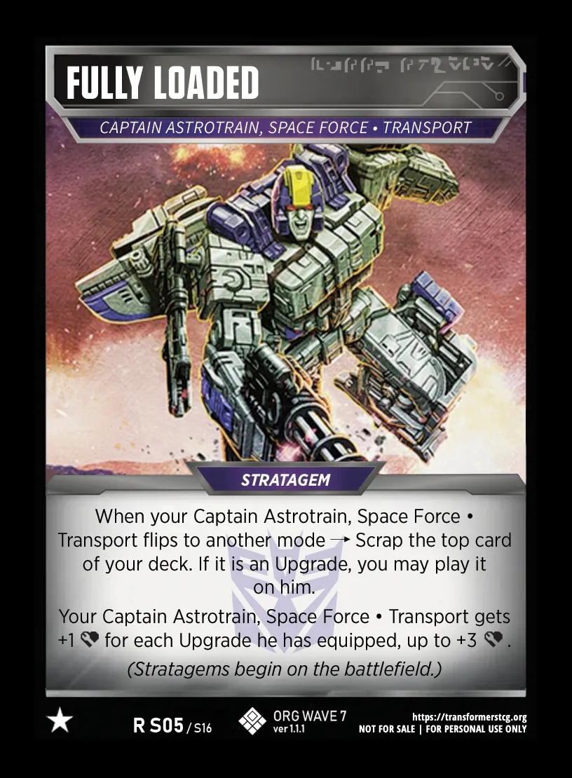 Fully Loaded // Captain Astrotrain, Space Force • Transport card face