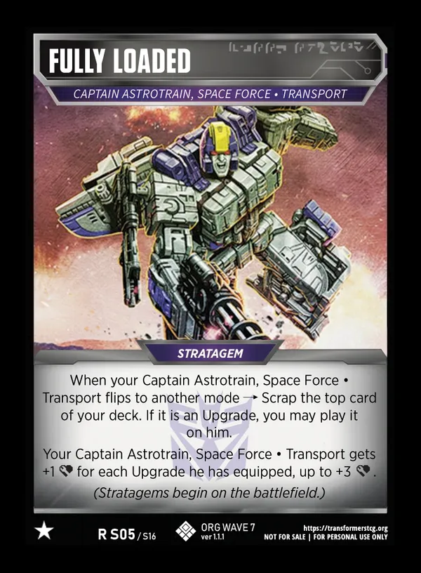 Fully Loaded // Captain Astrotrain, Space Force • Transport card face