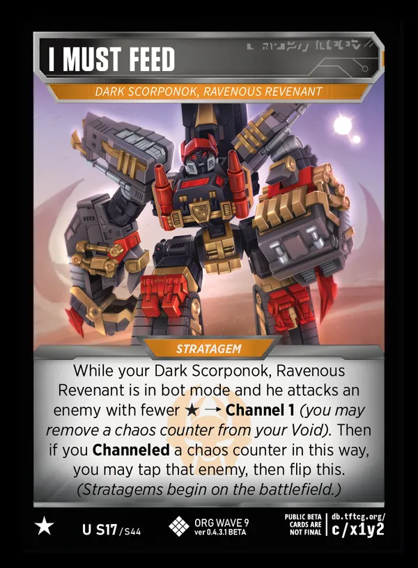 I Must Feed // Dark Scorponok, Ravenous Revenant card face