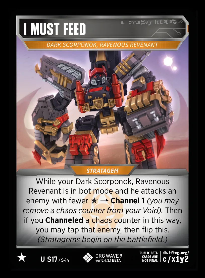 I Must Feed // Dark Scorponok, Ravenous Revenant card face