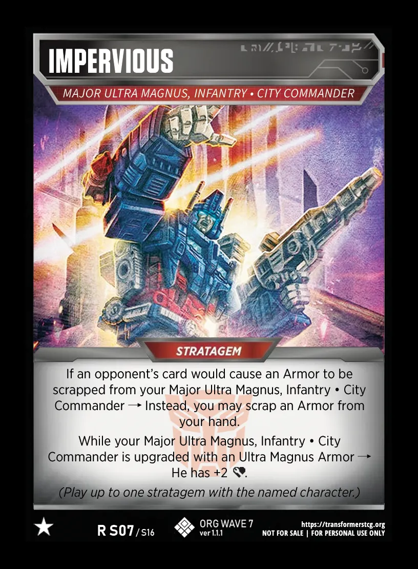 Impervious // Major Ultra Magnus, Infantry • City Commander card face