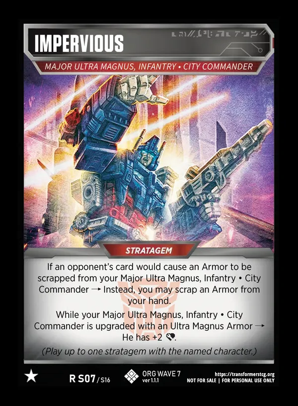 Impervious // Major Ultra Magnus, Infantry • City Commander card face