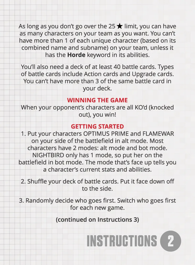 2024 Goodies Starter Deck featuring Optimus Prime instructions 2