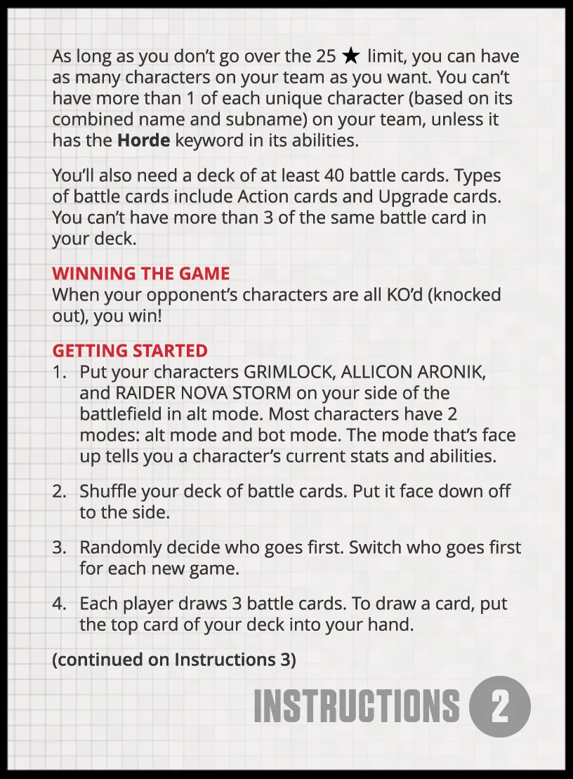 2026 Goodies Starter Deck featuring Grimlock Instructions 2