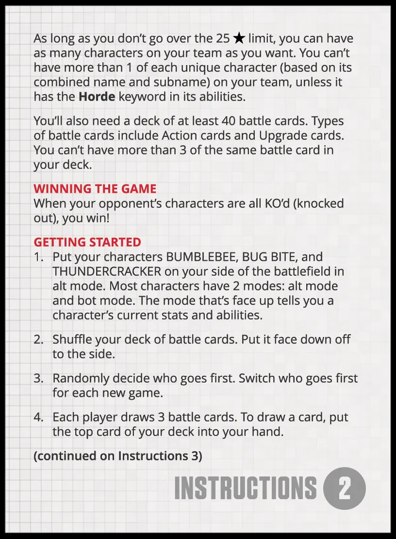 2025 Goodies Starter Deck featuring Bumblebee instructions 2