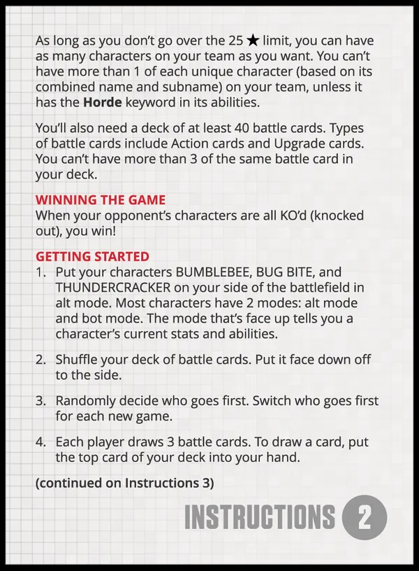 2025 Goodies Starter Deck featuring Bumblebee instructions 2
