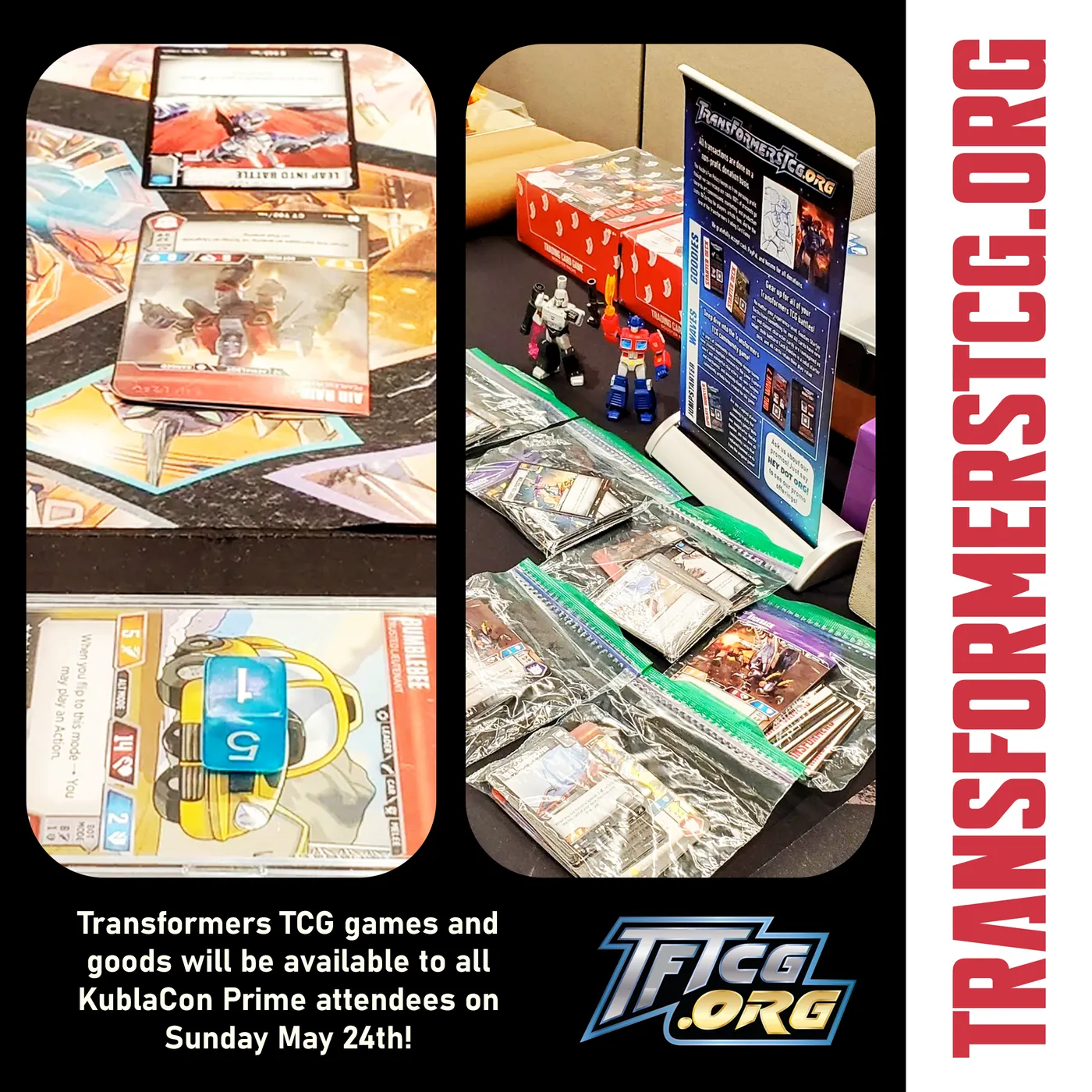 Transformers TCG games and goods will be available to all KublaCon Prime attendees on Sunday, May 24th!
