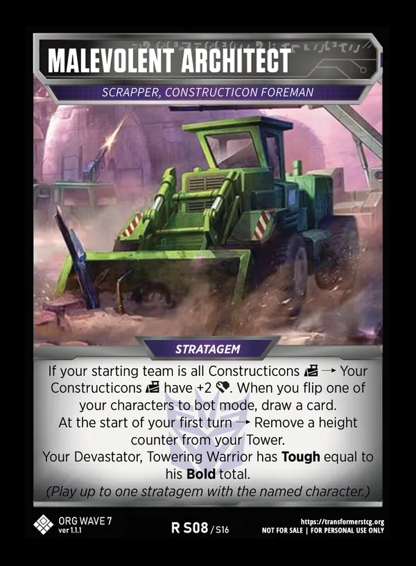Malevolent Architect // Scrapper, Constructicon Foreman card face