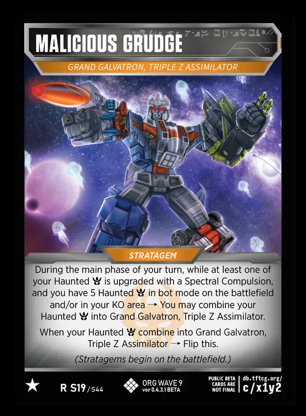 Malicious Grudge // Grand Galvatron, Triple Z Assimilator card face
