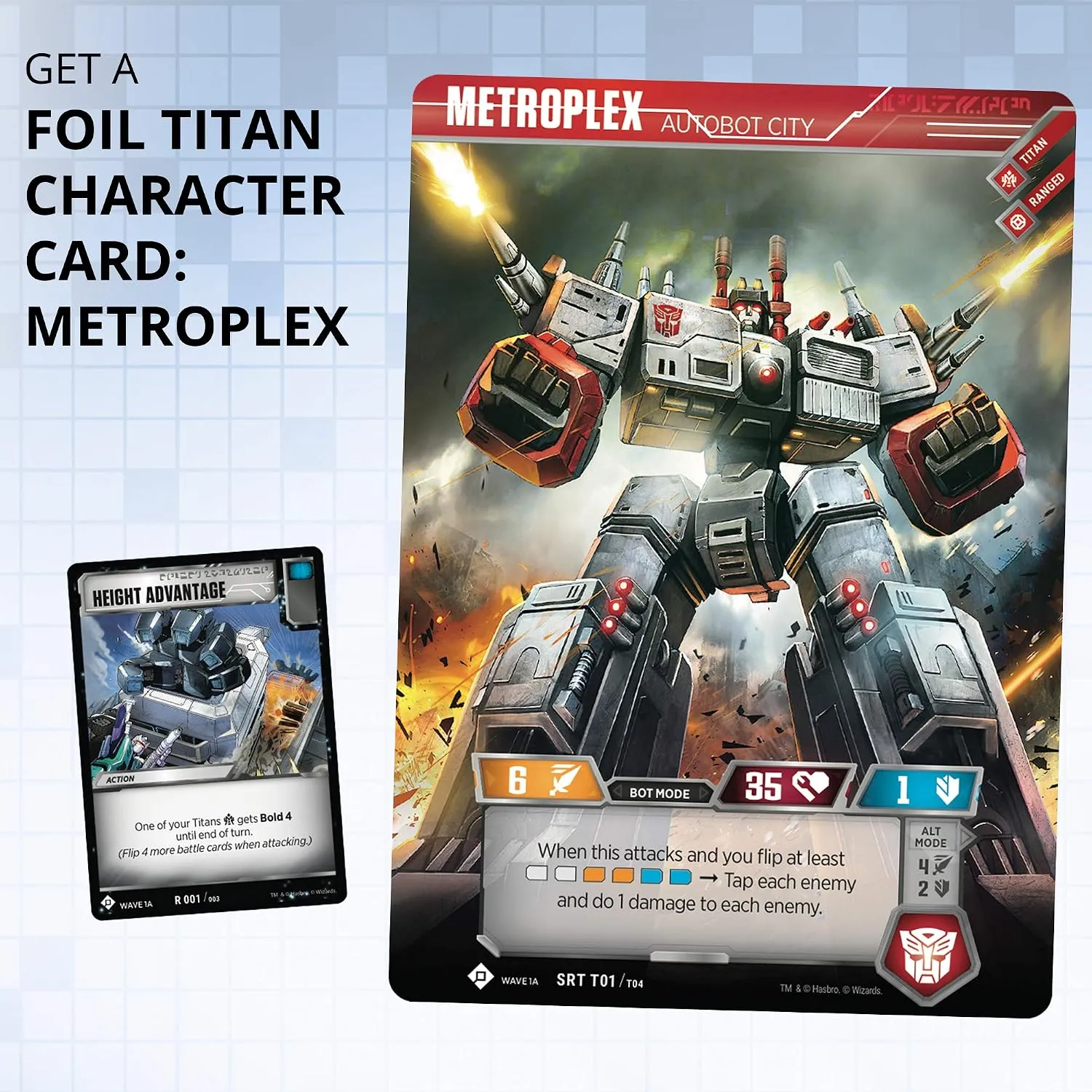 Get a Foil Titan character card: Metroplex