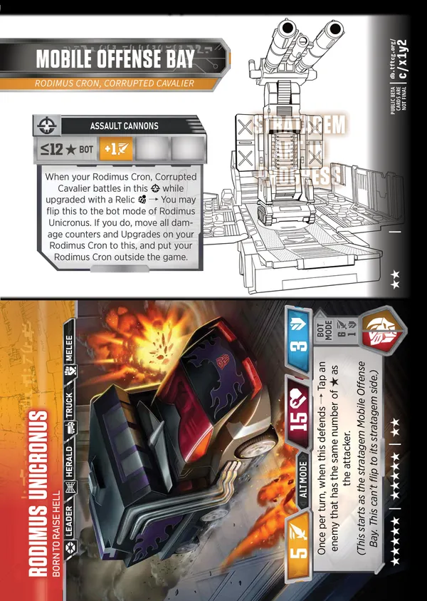 Mobile Offense Bay // Rodimus Cron, Corrupted Cavalier stratagem and alt mode