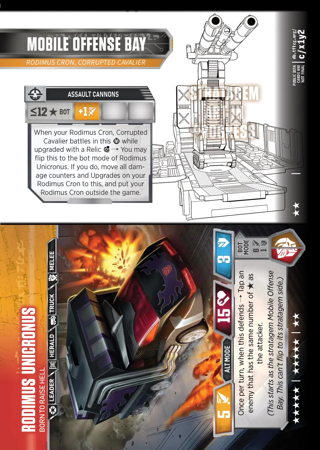 Mobile Offense Bay // Rodimus Cron, Corrupted Cavalier stratagem and alt mode