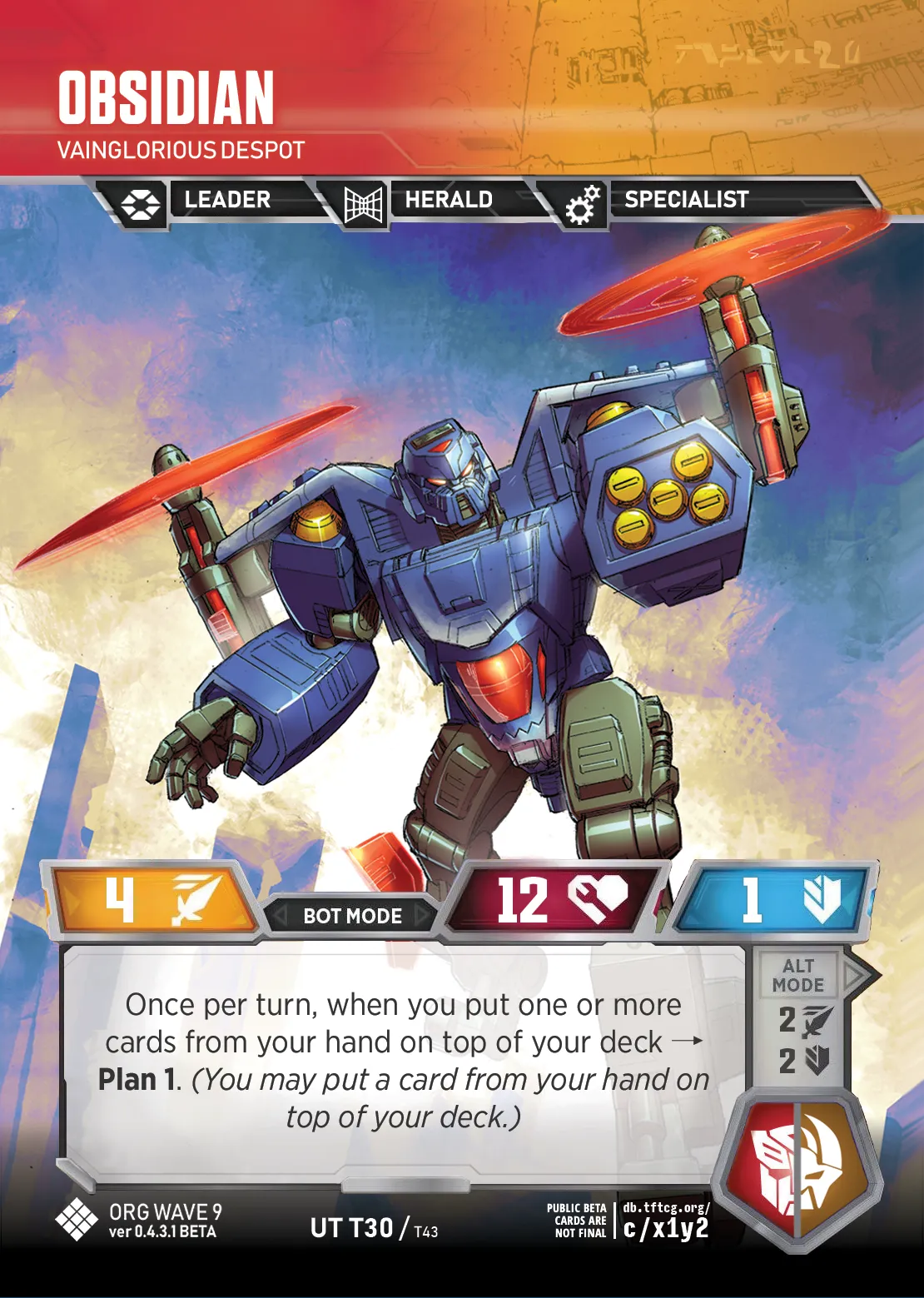 Obsidian // Vainglorious Despot bot mode