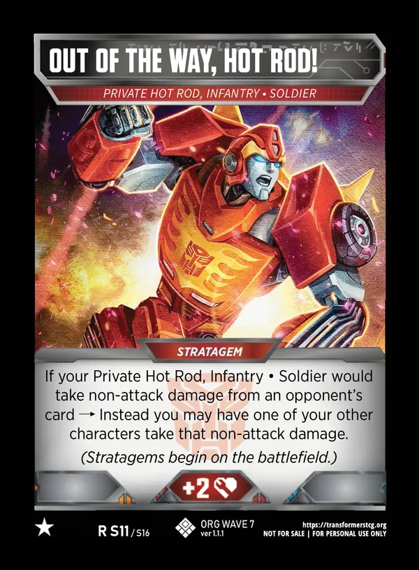 Out of the Way, Hot Rod! // Private Hot Rod, Infantry • Soldier card face