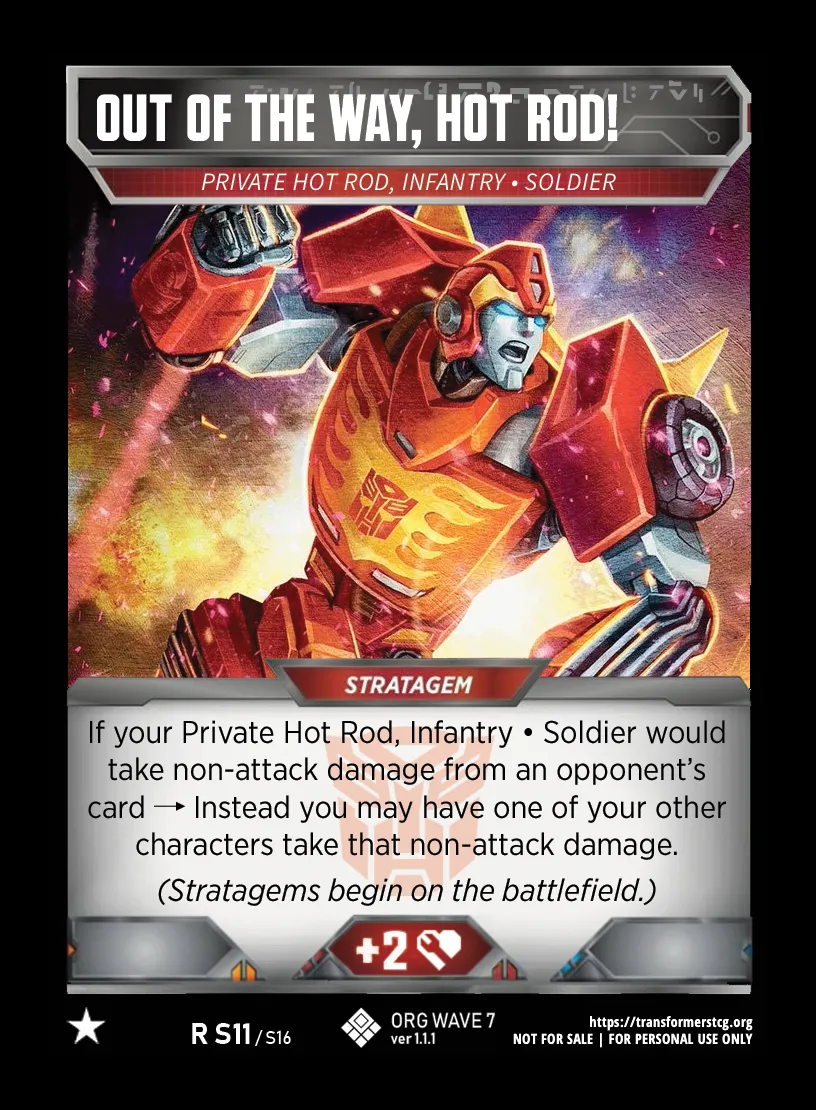 Out of the Way, Hot Rod! // Private Hot Rod, Infantry • Soldier card face