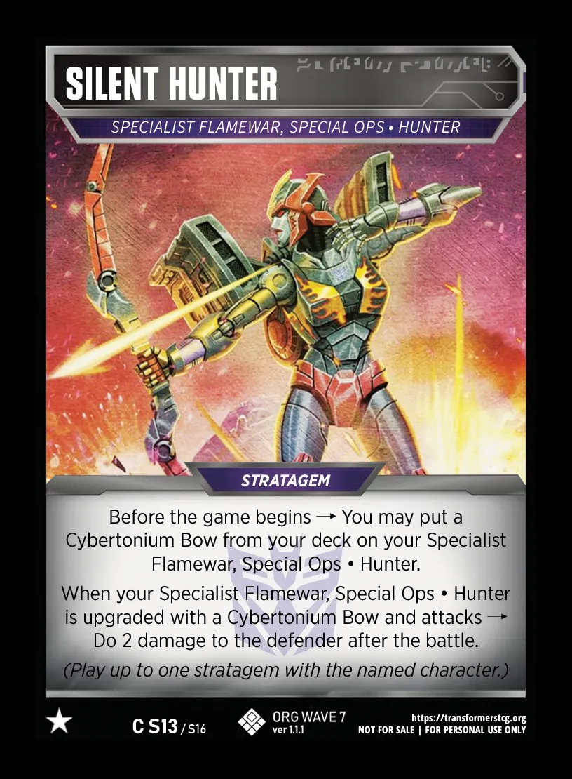 Silent Hunter // Specialist Flamewar, Special Ops • Hunter card face