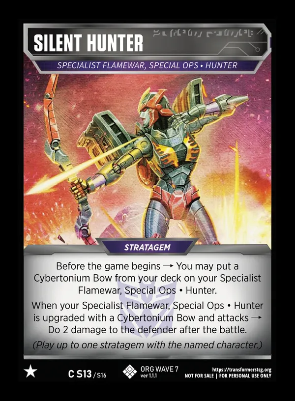 Silent Hunter // Specialist Flamewar, Special Ops • Hunter card face
