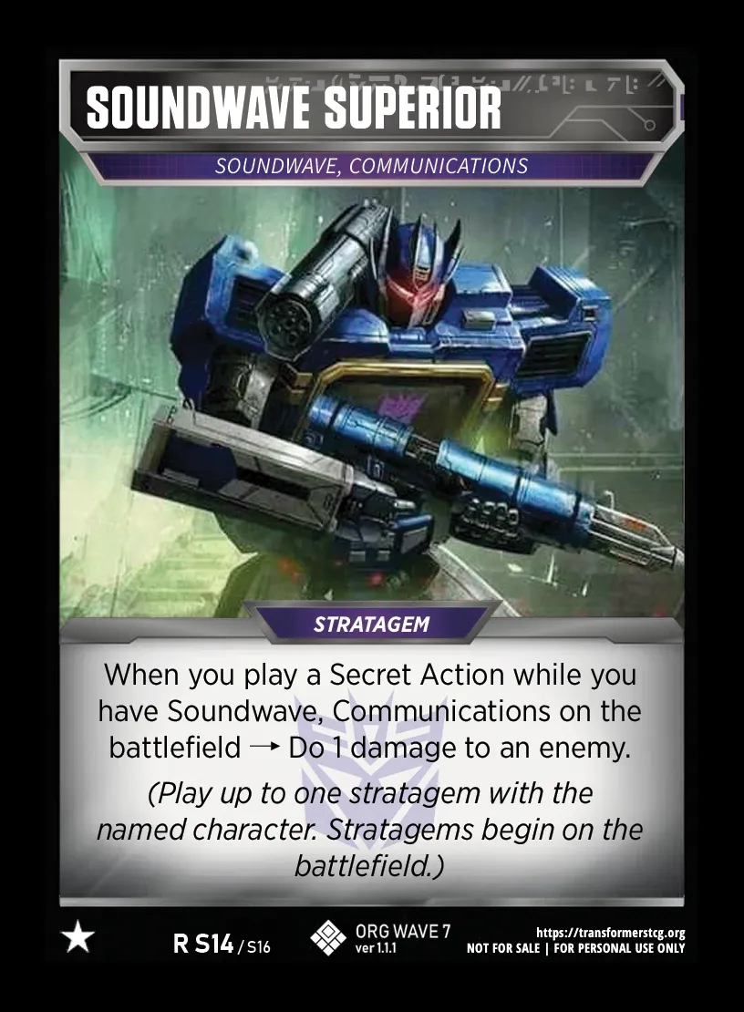 Soundwave, Superior // Soundwave, Communications card face