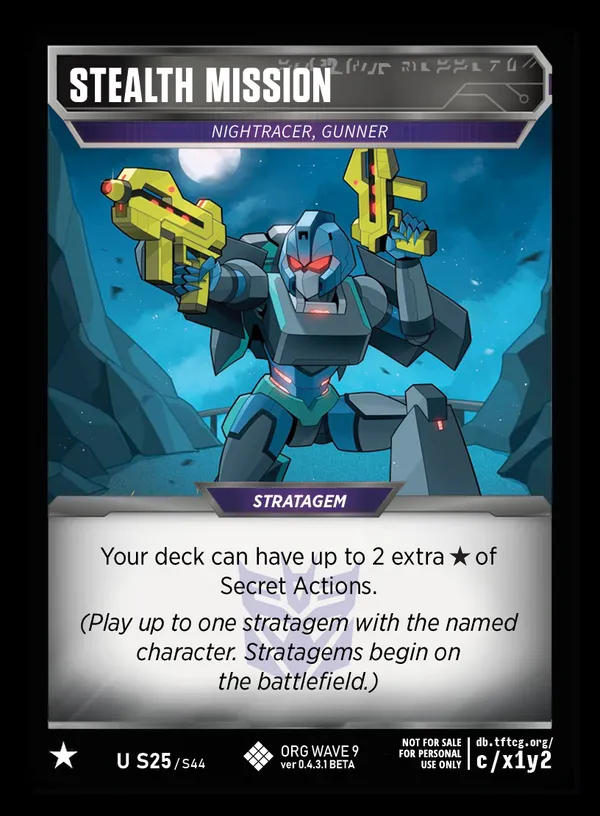 Stealth Mission // Nightracer, Gunner card face