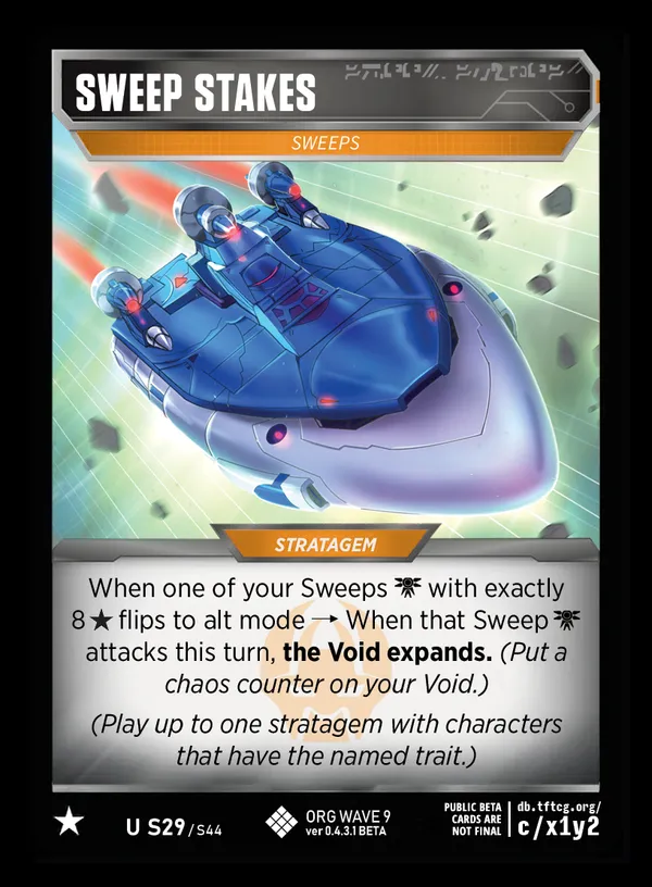 Sweep Stakes // Sweeps card face