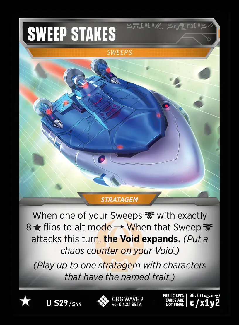 Sweep Stakes // Sweeps card face
