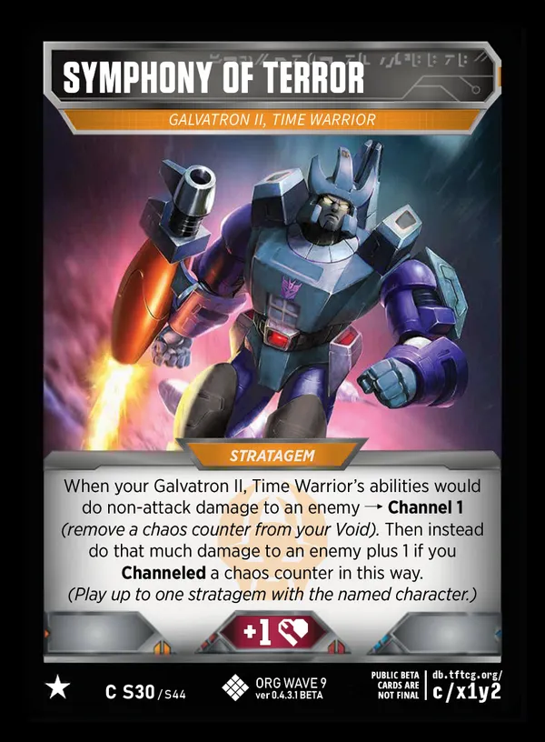 Symphony of Terror // Galvatron II, Time Warrior card face