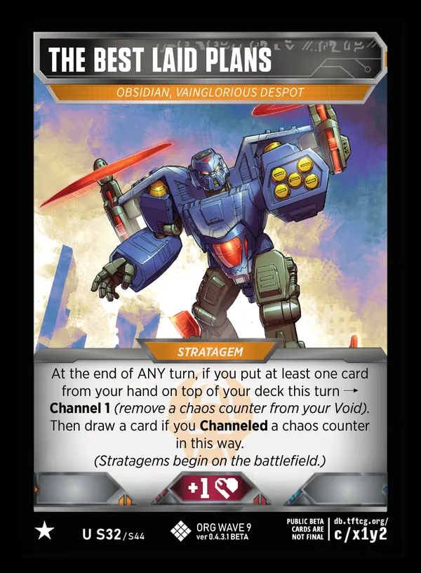 The Best Laid Plans // Obsidian, Vainglorious Despot card face