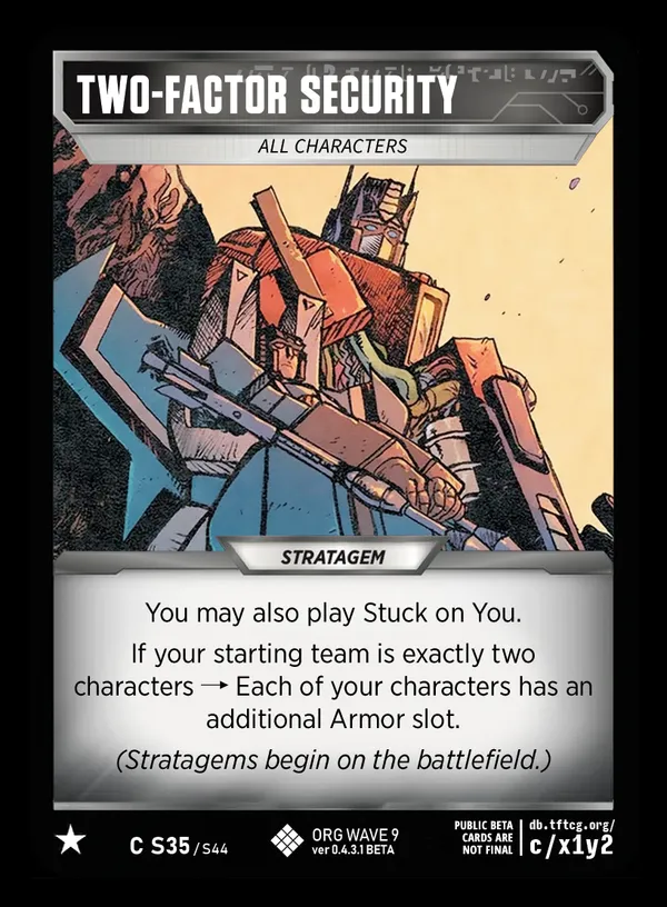 Two-Factor Security // All Characters card face